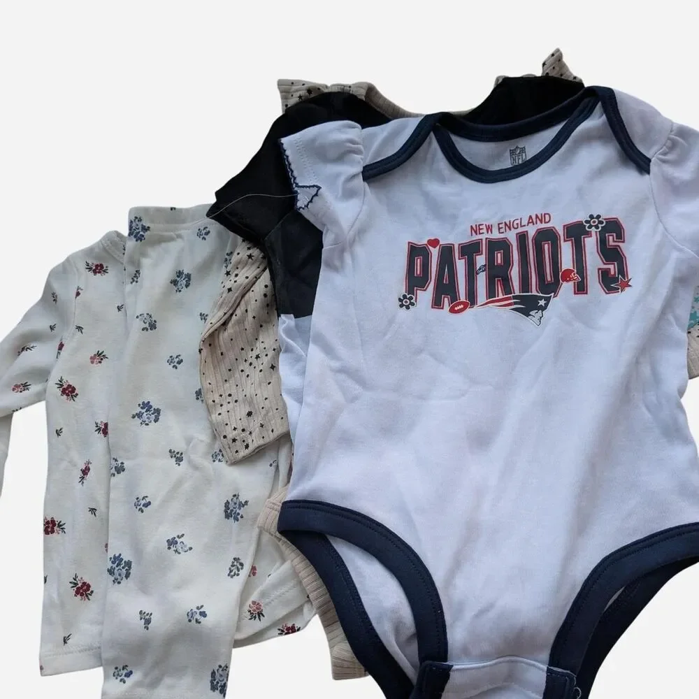 lots of Baby girl 6-9 months with 3bodysuits leggings and a long sleeve top